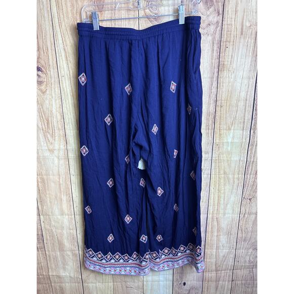 Sundance Flowy Embroidered Pants Navy Size M - Picture 5 of 8
